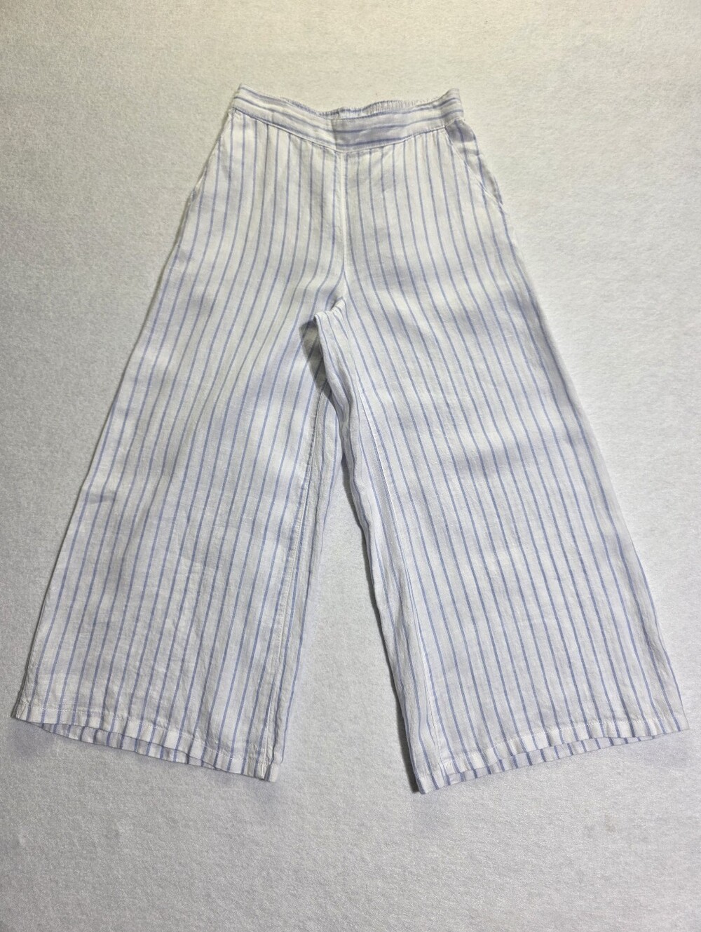 MARTHA STEWART COLLECTION 100% LINEN STRIPED WIDE LEG PANTS SZ S